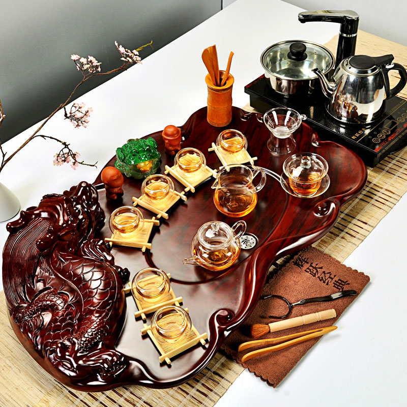 Hui, make tea sets ice crack kung fu tea set tea service of a complete set of violet arenaceous induction cooker technology wood tea tray