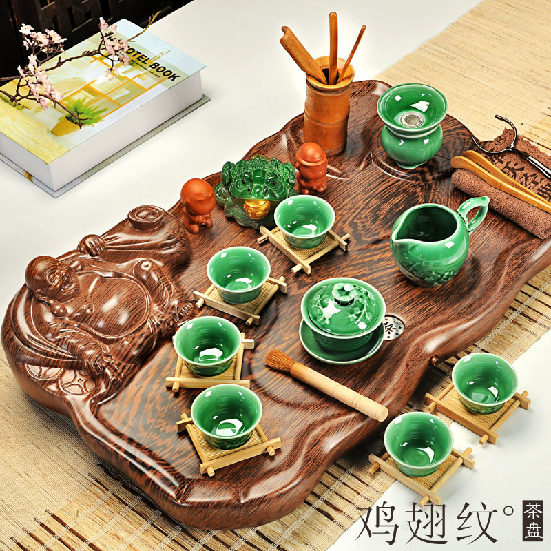 Hui make kung fu tea set suits for your up household ceramics ice crack of a complete set of ceramic tea pot - technology wood tea tray of tea table