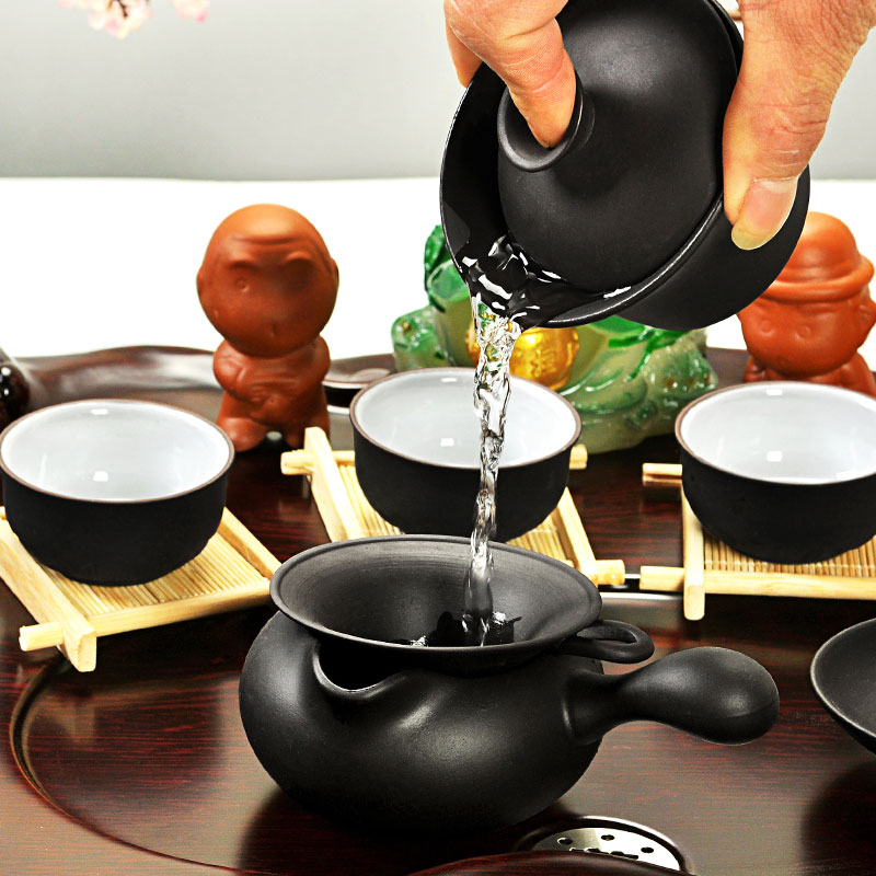 Hui, make tea set a complete set of violet arenaceous kung fu tea sets maitreya, the whole piece of wood tea tray of science and technology