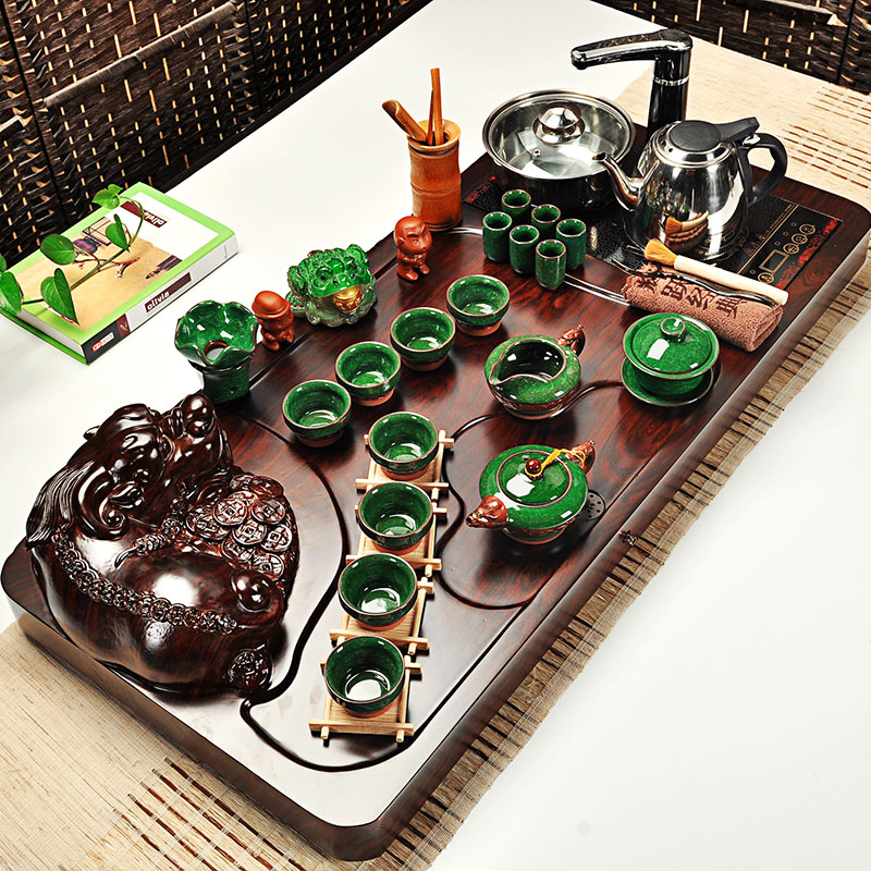 Hui, make tea sets tea set a complete set of violet arenaceous kung fu tea set ceramic electric magnetic furnace technology wood tea tray of tea table