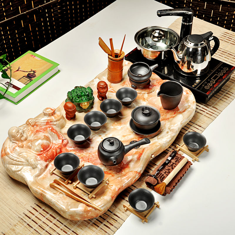 Hui, make tea set ceramic ice crack kung fu tea sets induction cooker technology of a complete set of wood tea tray of tea table