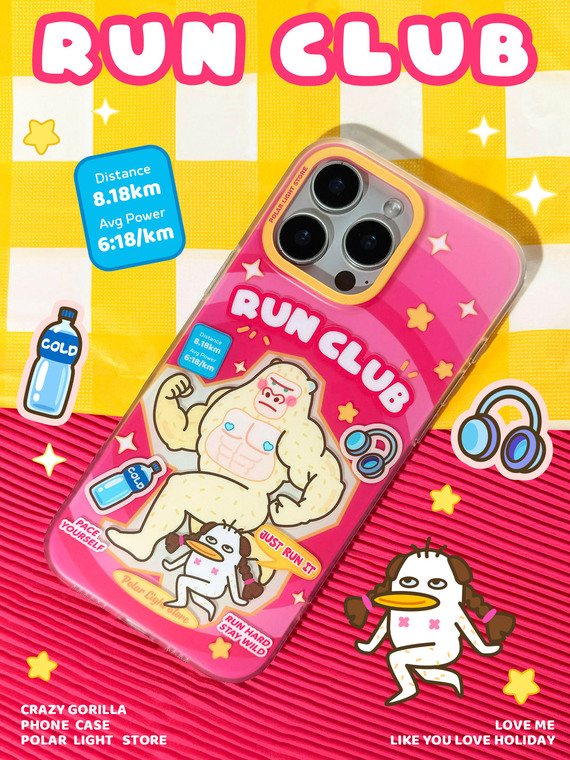 Girls RUN CLUB Muscle Gorilla Cute iPhone Case
