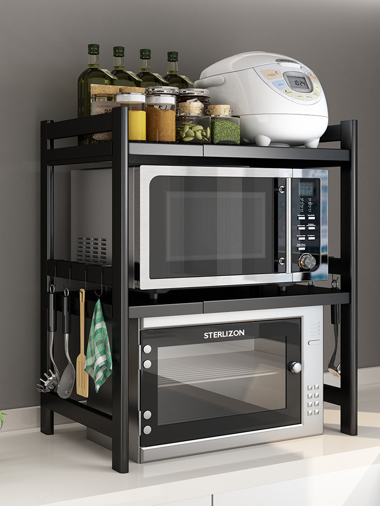 Retractable adjustable kitchen shelf Microwave oven shelf Oven rack Kitchen supplies Rice cooker integrated cabinet storage shelf