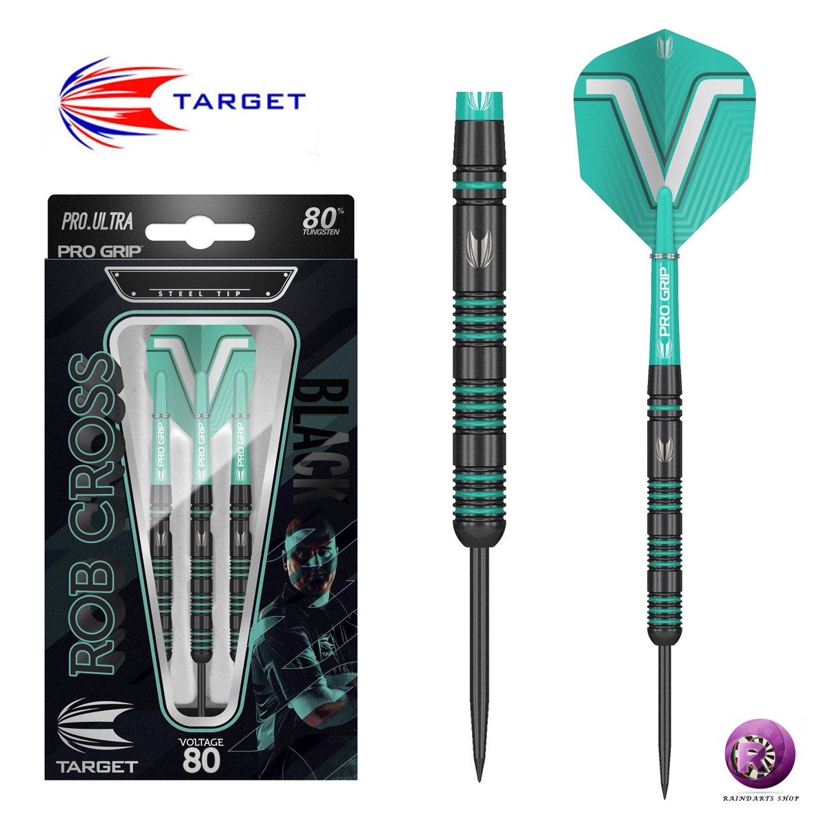 TARGET) tangpole Rob Cross VOLTAGE black titanium-style tungsten steel darts suit new starters