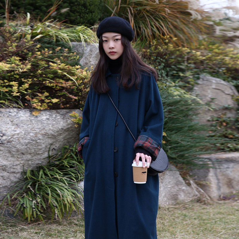 Woolen coat women's 2021 winter new small woolen coat mid-length trendy thickened Hepburn style Japanese style