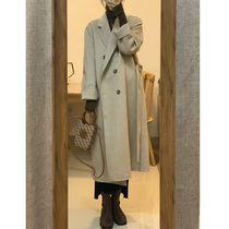 Woolen coat womens 2021 Winter New woolen coat long Hepburn wind small man explosive thickening tide