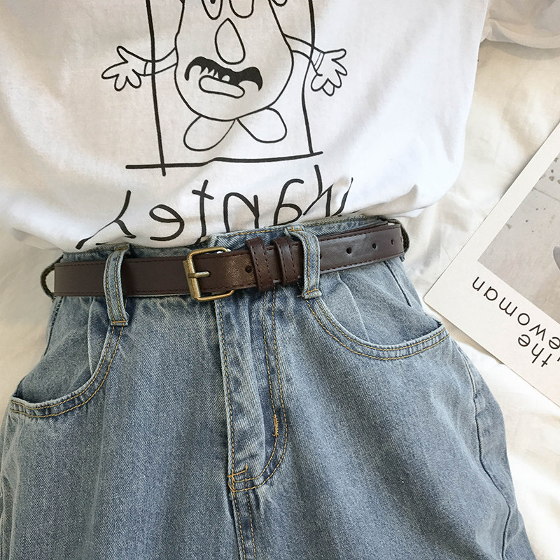 Retro Lady Belt Ins Wind Brief about 100 hitch Korea Korean version Decorative Fine Jeans Belt Women Fashion Pants Strap