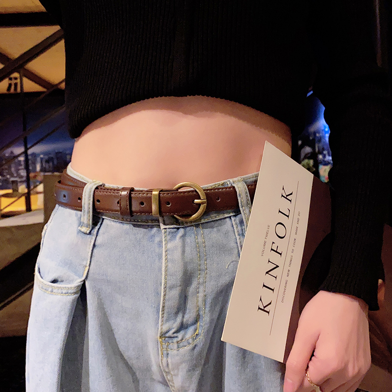 Belt women's decoration waist retro men's belt fashion all-match student retro personality ins Hong Kong style jeans belt