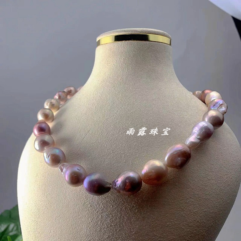 Edison Baroque Special-Shaped Freshwater Pearl Mixed Color Clavicle Necklace Personalized Fashion European and American Style for Girlfriend