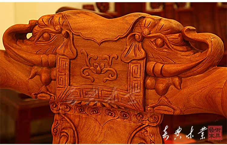 Dongyang gỗ gụ nội thất gỗ hồng mộc Miến Điện sofa đầu voi đặt 10 bộ gỗ gụ trái cây lớn gỗ hồng mộc đơn - Bộ đồ nội thất sofa gỗ đơn giản