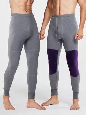 2-piece Men's warm sanitary pants cotton spring and autumn knee pads with velvet patch tight loose inner pants men