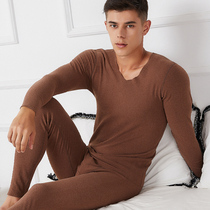 No trace mens thermal underwear mens winter plus velvet tight thin bottoming young students autumn clothes and trousers set