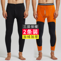 2 strips of warm pants men plus velvet padded trousers mens one-piece cotton trousers bottomed thread pants velvet pants tight winter