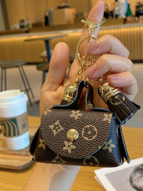 Suitable for Lv Cute Mini Leather Small Bag Coin Purse Headphone Bag Cosmetics Bag Presbyopic Pendant Key Card Bag Key