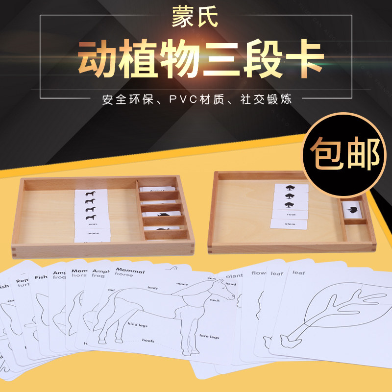 Montessori teaching aids Montessori children's toys, animals and plants, animal and plant English early education cognitive kindergarten