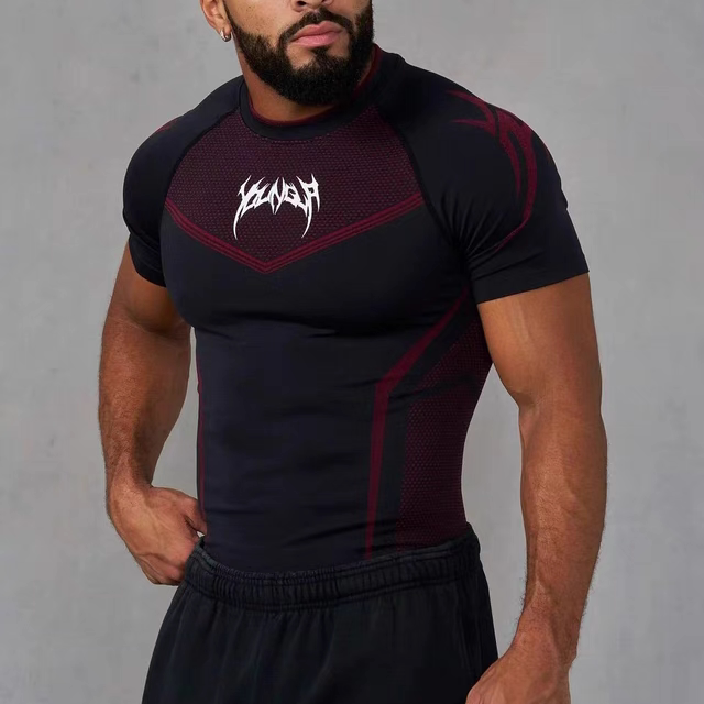 Youngla American Style Summer New Men's Tight-Fitting T-Shirt Jogger Sports Fitness Running Training Quick-Drying Short-Sleeved Shirt