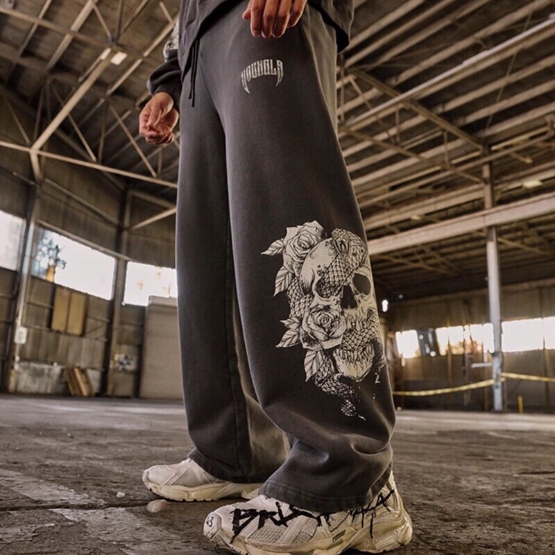 Youngla American Style Trendy High Street Sweatpants Joggers Gym Sports Fitness Casual Straight Loose Long Pants