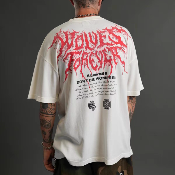 Darcsport Halloween Series Short-Sleeved Co-Branded Michael Myers American Street T-Shirt Loose and Dark