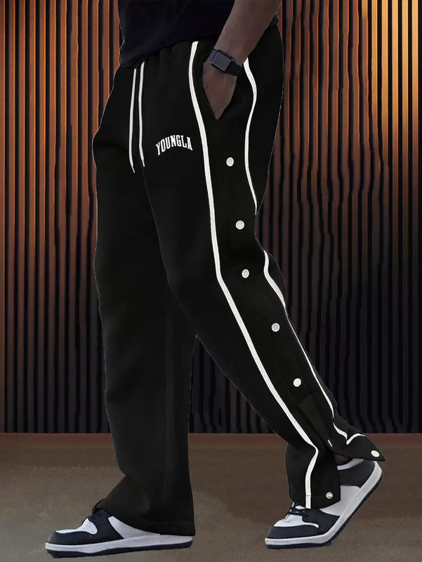 Youngla Men's Sports Pants New Style Buttoned Casual Pants Joggers Outdoor Running Basketball Training Long Pants