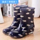 Giày đi mưa nữ thời trang tay thấp cộng với giày đi mưa nhung chống nước Giày ngắn giày cao su dành cho người lớn Giày cao gót đặt giày mùa thu đông