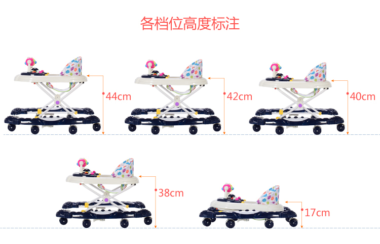 Baby Walker đa chức năng Rollover có thể gập lại nam Baby Girl 7-18 tháng đẩy tay trẻ em xe đẩy vovo 2 chiều