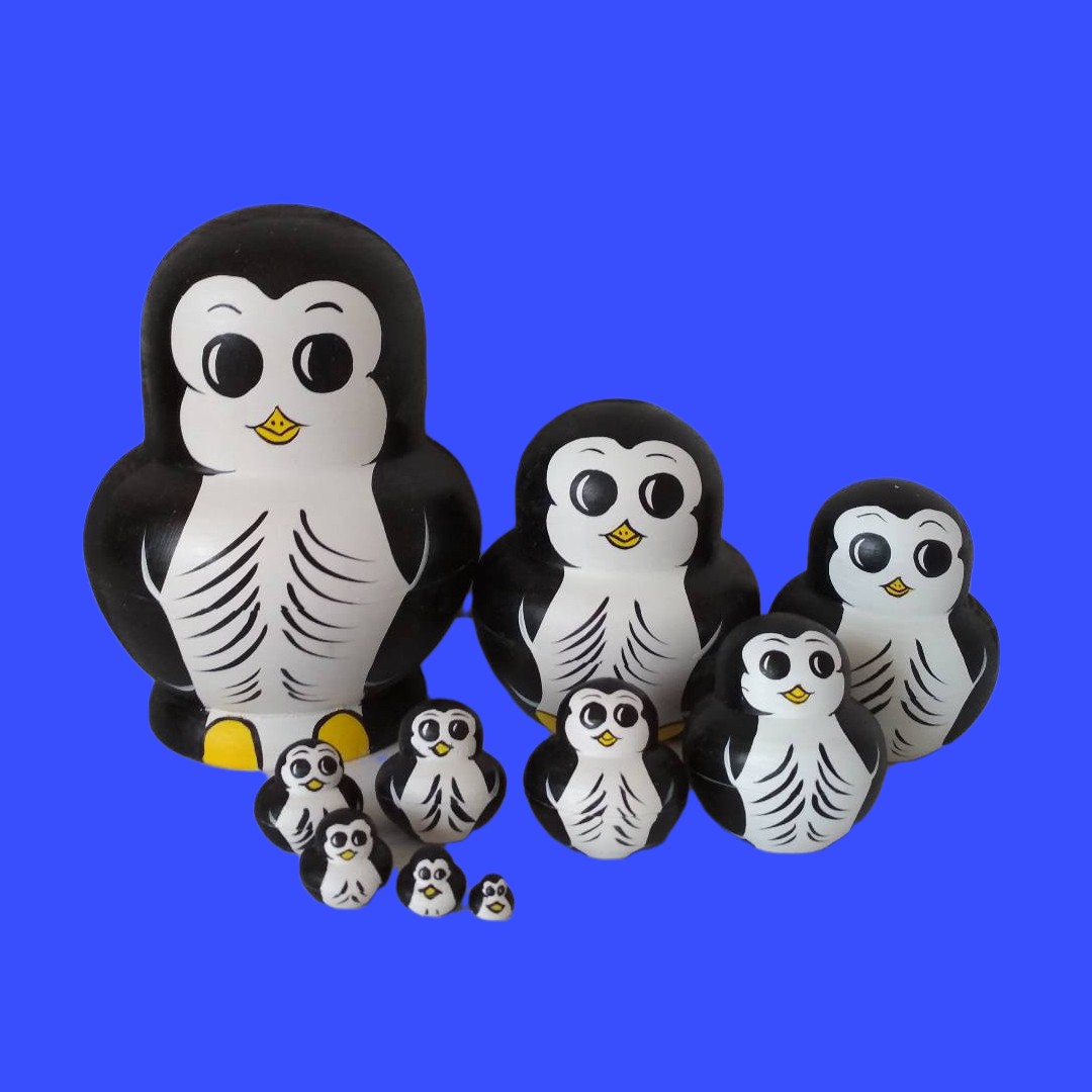 Imported Matryoshka dolls hot ten-layer penguin handmade creative children's toys gift ornaments