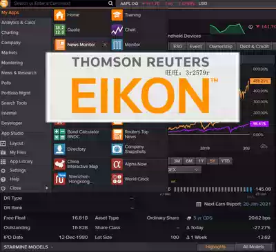 Thomson Reuters Eikon financial database terminal eikon account Reuters Refinitiv