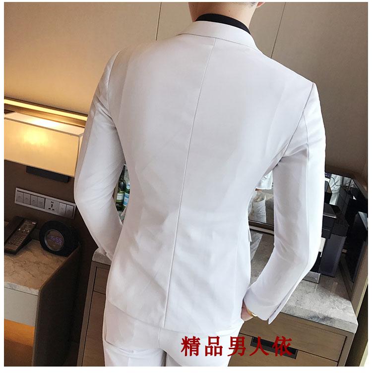 Bộ đồ vest nam phiên bản Hàn Quốc của bộ đồ quần lọt khe ba mảnh mùa xuân và mùa thu đá quý hộp đêm màu xanh áo vest nam hàn quốc