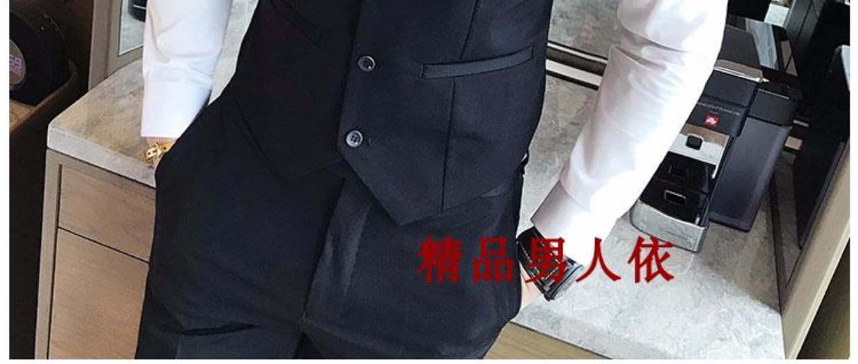 Bộ đồ vest nam phiên bản Hàn Quốc của bộ đồ quần lọt khe ba mảnh mùa xuân và mùa thu đá quý hộp đêm màu xanh áo vest nam hàn quốc
