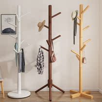 Modern solid wood coat rack bedroom floor hanger household vertical clothes rack Nordic wooden bracket hanger