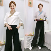 Factory direct sales spring and summer Chinese health care Hall foot bath technician overalls tea artist work clothes