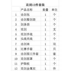 защита 击剑器材 初学者击剑装备全套 花剑12件套700n全套 促销
