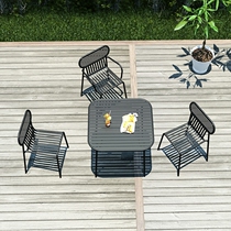Nordic Patio Outdoor Table And Chairs Combined Iron Art Casual Dining Table Cafe Color Open-air Backrest Table And Chairs Subsuit