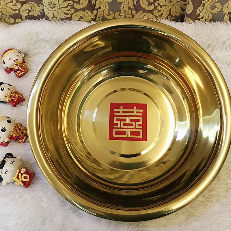 Light luxury hi basin woman dowry wedding washbasin natal family wedding supplies complete dowry treasure gold basin pair