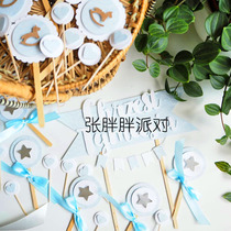 Male Baby Birthday Dinner Party Full Moon Dinner Cupcake Decoration Plug-in Sweet desk inserts