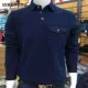 Yibangnu 2018 xuân hè nam mới ve áo sơ mi nam áo thun dài tay nam Áo thun cotton cỡ lớn giặt cotton polo nam