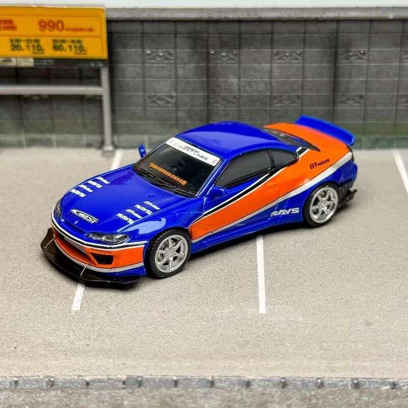 Sw 1:64 Nissan Silvia S15 Rocket Bunny Pandem Modified Version Alloy Car Model Blue Finished Product