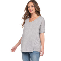 T-shirt maternity bottoming shirt nursing clothing knitted top with knitted sweater short-sleeved round neck business professional maternity wear