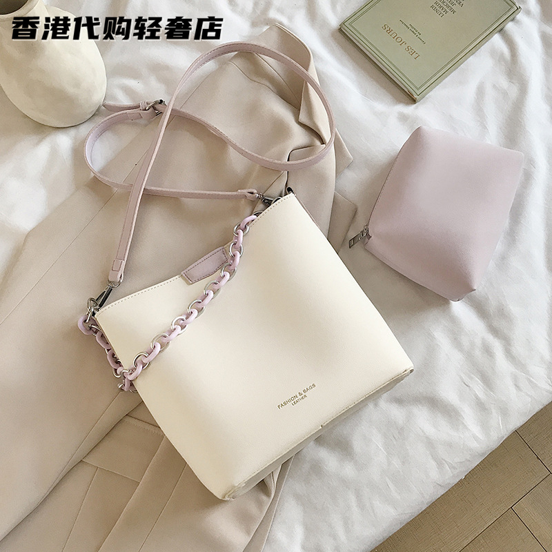 French Special Cabinet Women's Bag New Superior Sense Genuine Leather Fashion Light Lavish Hand Bucket Bag Single Shoulder Diagonal Satchel Bag