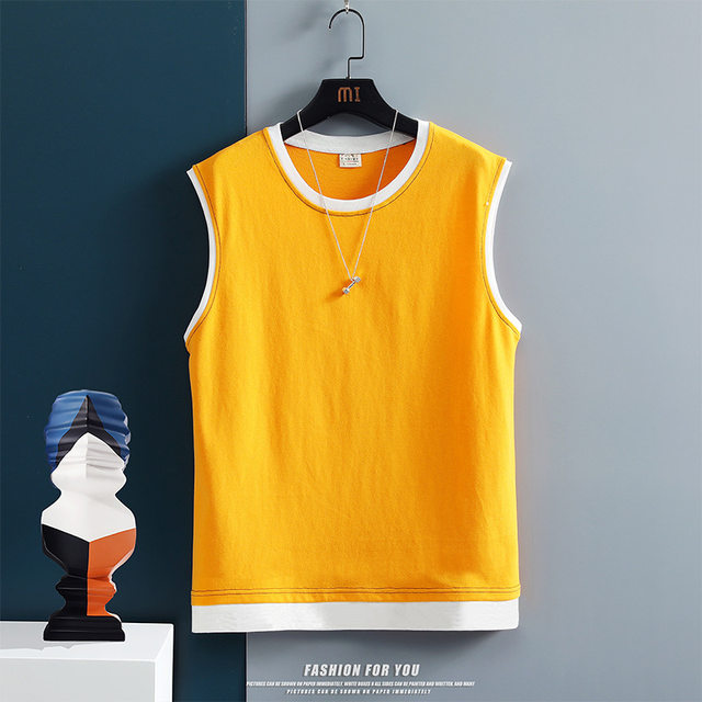 ເສື້ອຍືດຜູ້ຊາຍ ice cotton pure cotton sleeveless shirt outer wear vest bottoming loose casual sweat-absorbent top women's sports undershirt