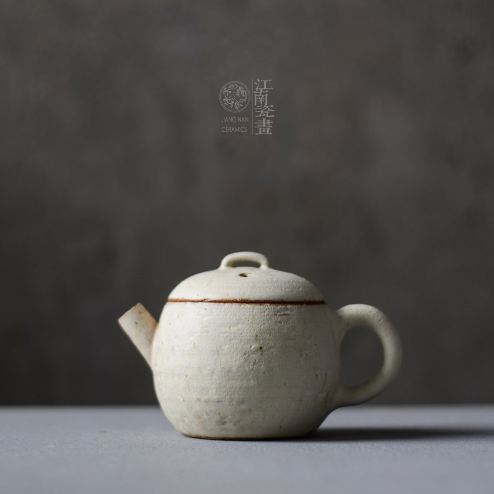 Jingdezhen powder lead pot open piece coarse pottery pot handmade Japanese style round melt pot ball hole water good Kung Fu tea set