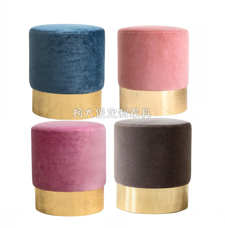 Round Nordic Wind minimalist Personality Short Stool Sofa Side Dresden suede Single Comfortable Living Room Bench Recommend