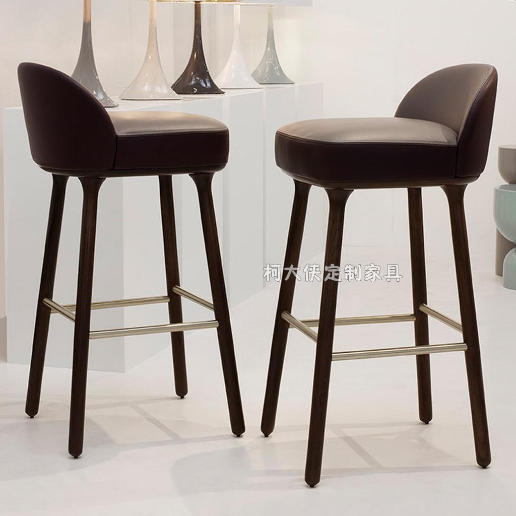 Nordic Wind Modern Personality Solid Wood Bar Chair Fashion Bar Stool High Footstool Living-room Bar Table Abroad Classic Bar Chair
