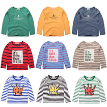Spring and autumn Korean childrens clothing childrens long sleeve T-shirt cotton boy stripes base shirt baby shirt girls New