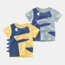 27kids cotton T-shirt 2020 new summer short sleeve childrens clothing dinosaur printing cotton summer dress Korean tide