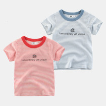 Korean version of childrens clothing summer new product 2020 childrens short sleeve T-shirt girls striped boys round neck jacket New tide tide