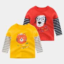 2020 new autumn childrens clothing boys fake two long sleeve T-shirt baby cotton coat childrens base shirt tide