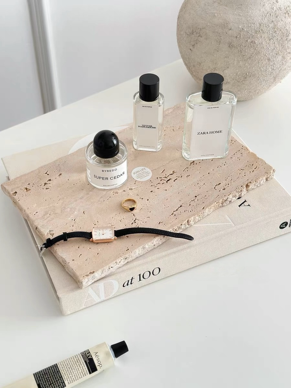 Flat Tray Marble Wabi-Sabi Style Travertine Tray Decorative Photo Prop Bathroom Storage Tray Jewelry Display Tray Flat Tray Marble Wabi-Sabi Style Travertine Tray Decorative Photo Prop Bathroom Storage Tray Jewelry Display Tray