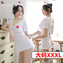 Sexy plus size ladyboy cd uniform suit Mens reverse string cross-dressing dress Womens big brother cos nurse clothes