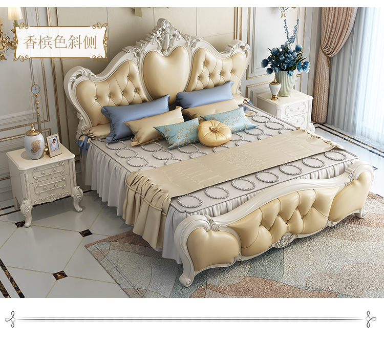 nội thất châu Âu chủ nhỏ gọn giường ngủ 1,8 m giường đôi gỗ chạm khắc mục vụ giường công chúa ngủ trên giường da hôn nhân - Giường giường đơn gấp gọn
